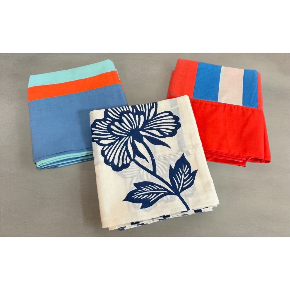 3 sets Vintage Standard Pillow Cases Anne Klein Springmaid Scotchgard Retro Blue